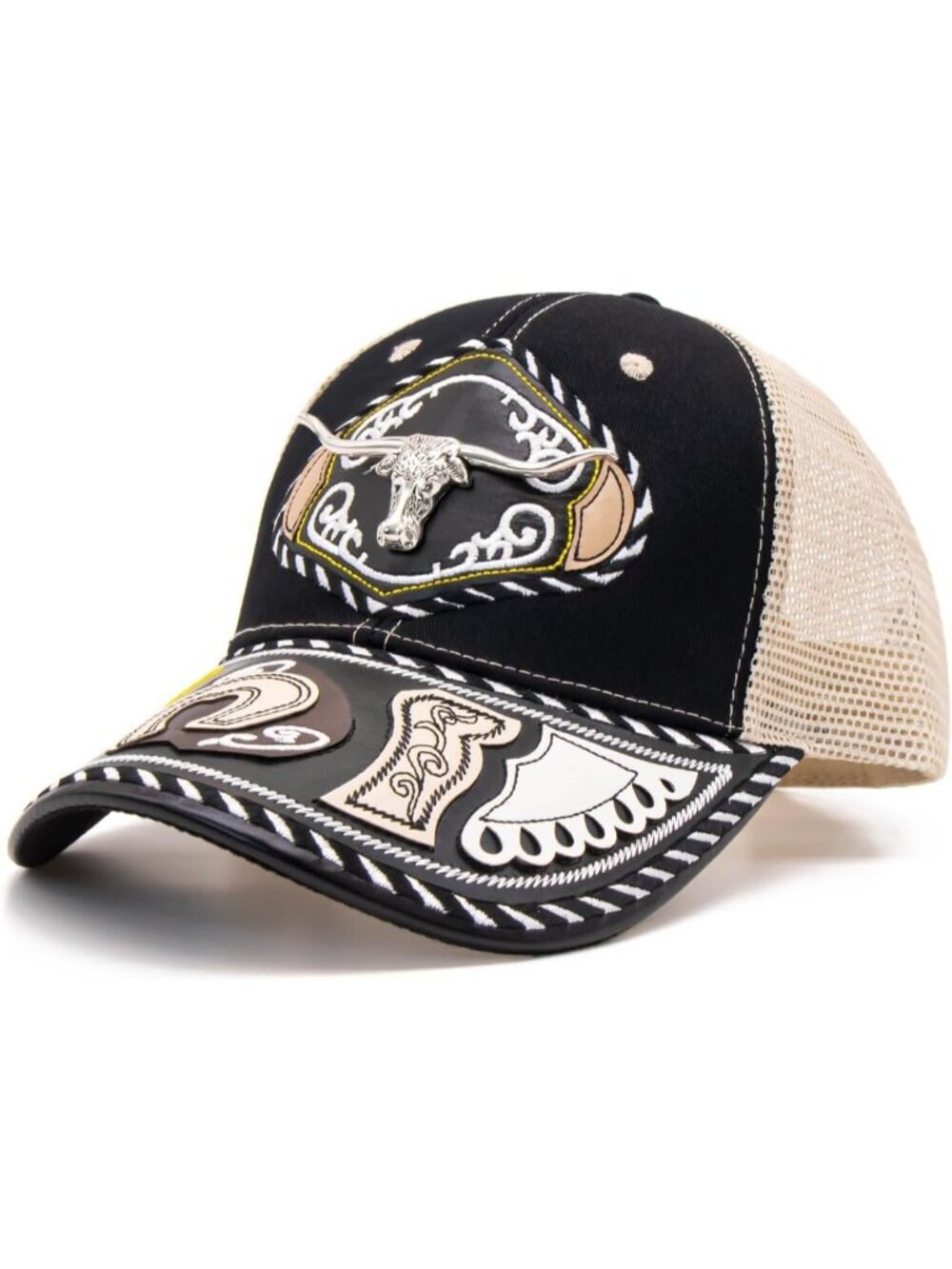 Unisex Black 5 Western Trucker Hat Vintage Cowboy Country Cute Baseball Cap